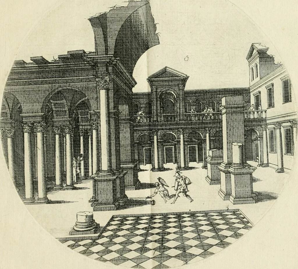 An illustration from Iacobvs Androvetivs dv Cerceav : lectoribvs S. veteri consvetvdine institvtoqve nostro novos ... labores excipienti, visvm fvit hos opvs ... edere ... Continet ... Optices, qvam perspectivam nominant viginti figuras .., 1551, leaf 18