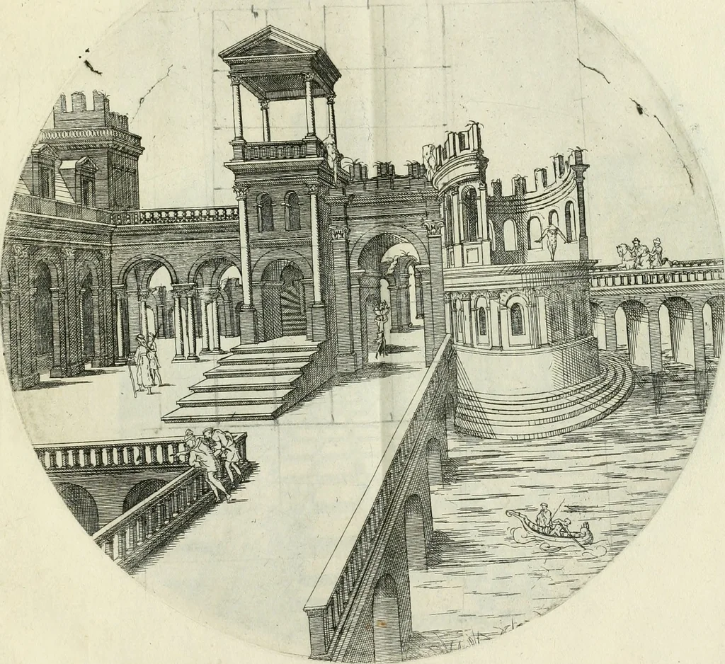 An illustration from Iacobvs Androvetivs dv Cerceav : lectoribvs S. veteri consvetvdine institvtoqve nostro novos ... labores excipienti, visvm fvit hos opvs ... edere ... Continet ... Optices, qvam perspectivam nominant viginti figuras .., 1551, leaf 22