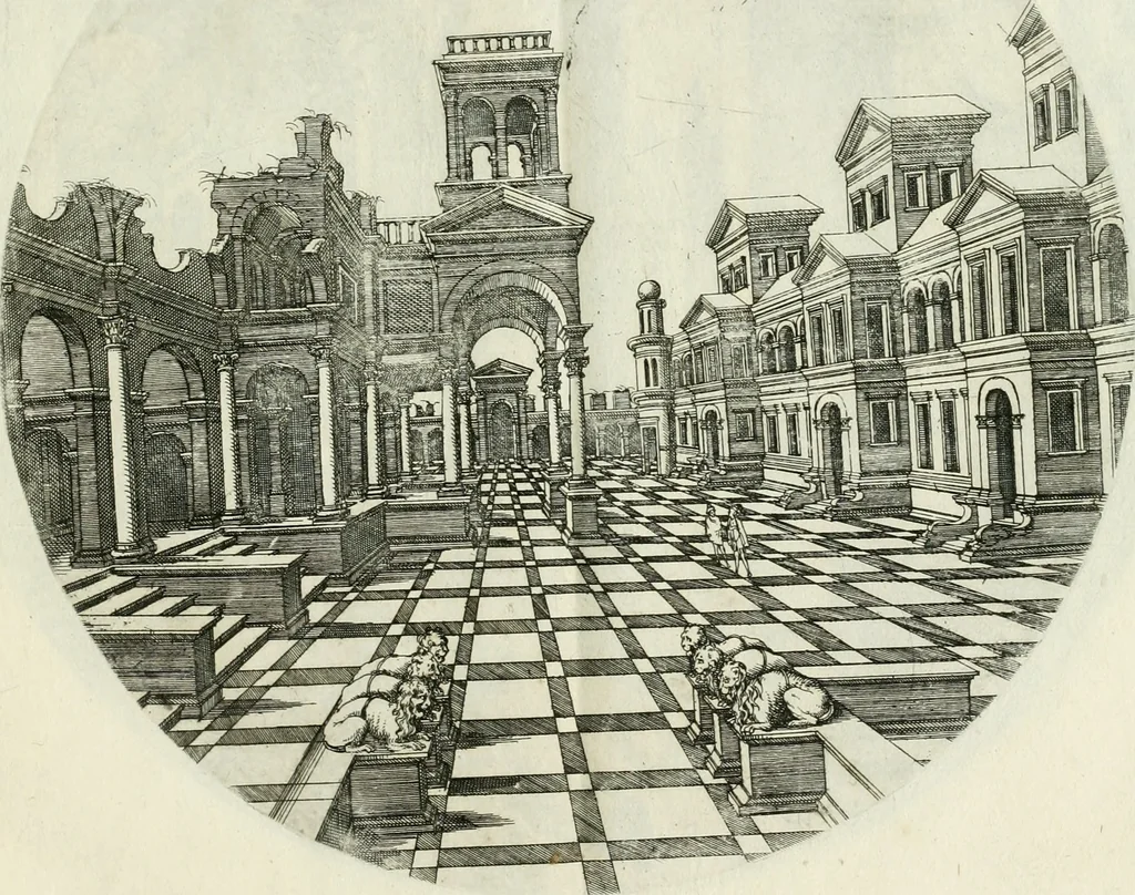 An illustration from Iacobvs Androvetivs dv Cerceav : lectoribvs S. veteri consvetvdine institvtoqve nostro novos ... labores excipienti, visvm fvit hos opvs ... edere ... Continet ... Optices, qvam perspectivam nominant viginti figuras .., 1551, leaf 24