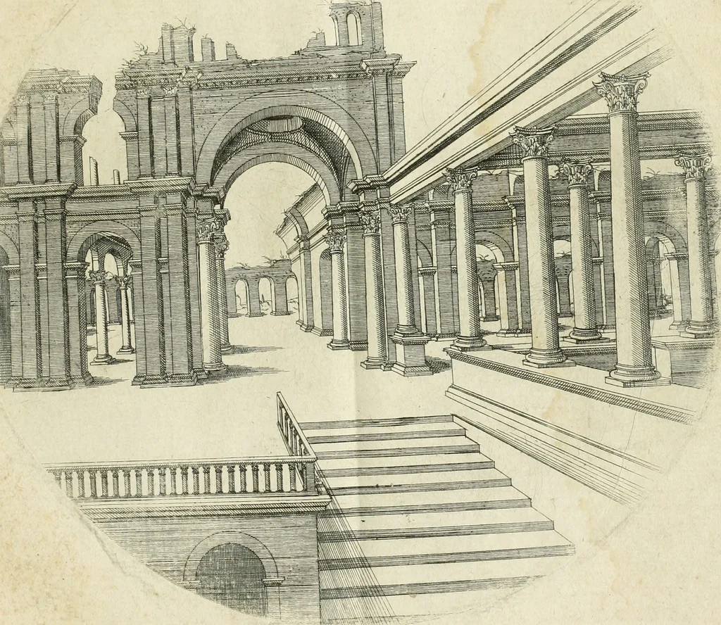 An illustration from Iacobvs Androvetivs dv Cerceav : lectoribvs S. veteri consvetvdine institvtoqve nostro novos ... labores excipienti, visvm fvit hos opvs ... edere ... Continet ... Optices, qvam perspectivam nominant viginti figuras .., 1551, leaf 34