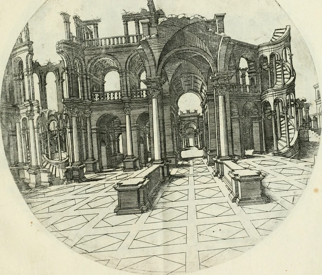 An illustration from Iacobvs Androvetivs dv Cerceav : lectoribvs S. veteri consvetvdine institvtoqve nostro novos ... labores excipienti, visvm fvit hos opvs ... edere ... Continet ... Optices, qvam perspectivam nominant viginti figuras .., 1551, leaf 38