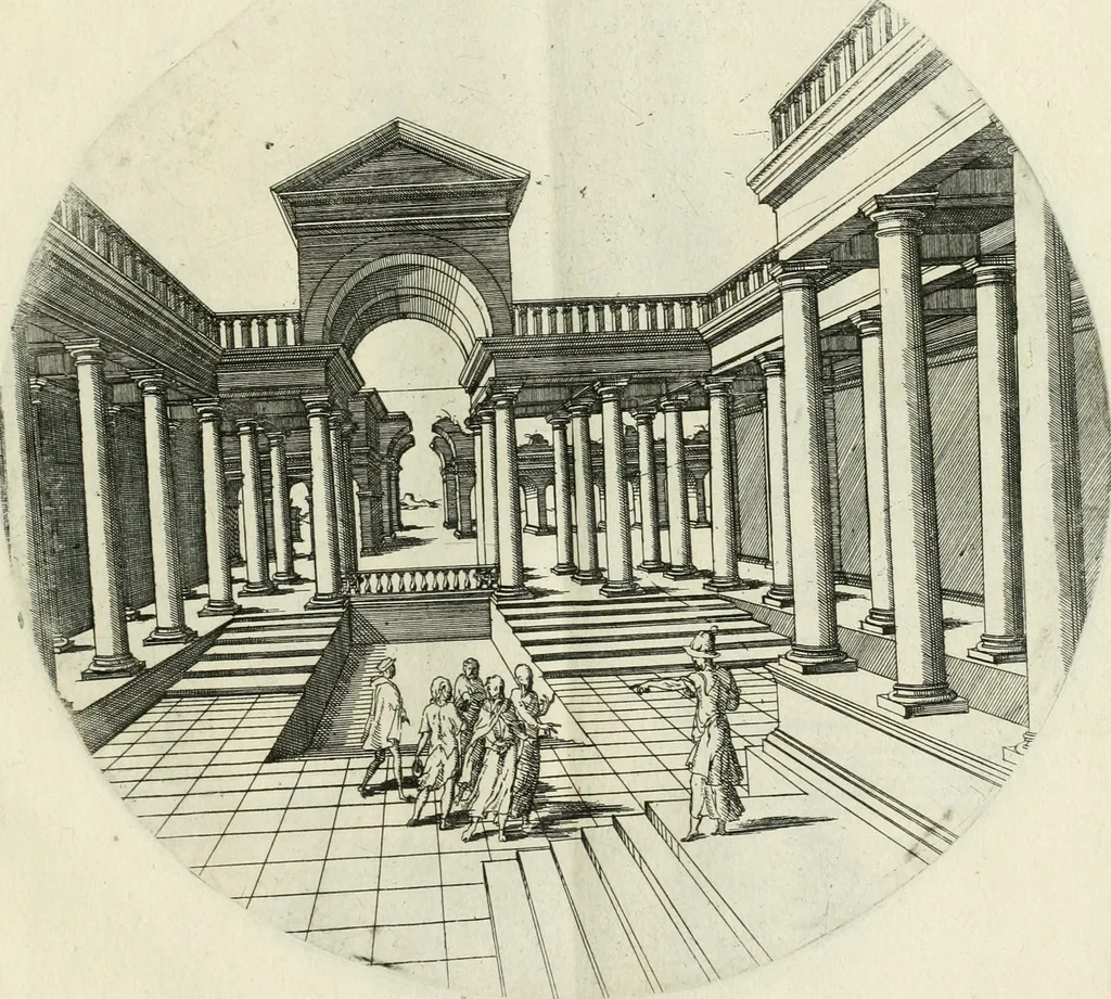An illustration from Iacobvs Androvetivs dv Cerceav : lectoribvs S. veteri consvetvdine institvtoqve nostro novos ... labores excipienti, visvm fvit hos opvs ... edere ... Continet ... Optices, qvam perspectivam nominant viginti figuras .., 1551, leaf 50