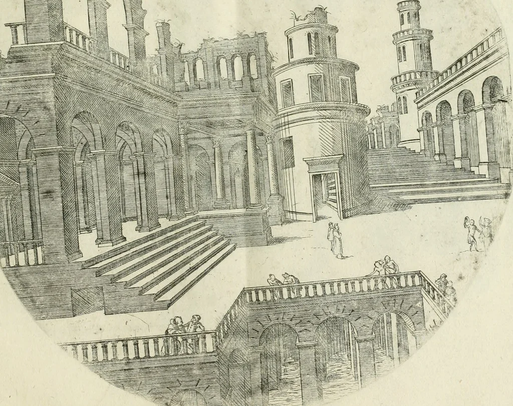 An illustration from Iacobvs Androvetivs dv Cerceav : lectoribvs S. veteri consvetvdine institvtoqve nostro novos ... labores excipienti, visvm fvit hos opvs ... edere ... Continet ... Optices, qvam perspectivam nominant viginti figuras .., 1551, leaf 56
