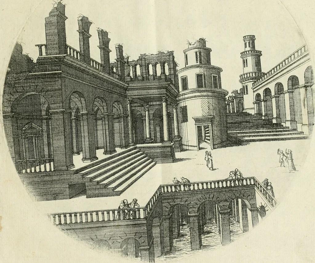 An illustration from Iacobvs Androvetivs dv Cerceav : lectoribvs S. veteri consvetvdine institvtoqve nostro novos ... labores excipienti, visvm fvit hos opvs ... edere ... Continet ... Optices, qvam perspectivam nominant viginti figuras .., 1551, leaf 62
