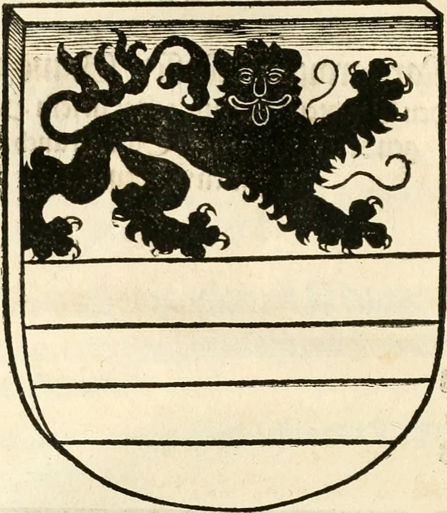An illustration from Anfang, Vrsprug und Herkomen des Thurniers inn Teutscher Nation : wieuil Thurnier biss vff den letztenn zu Wormbs : auch wie vnnd an welchen Orten die gehalten vñ durch was Fürsten, Grauen, Herrn, Ritter vñ vom Adel, sie iederzeit besucht worden sindt .., 1532, leaf 101