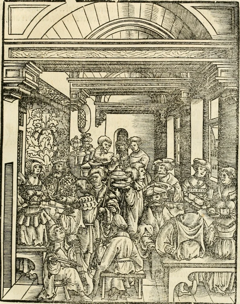 An illustration from Anfang, Vrsprug und Herkomen des Thurniers inn Teutscher Nation : wieuil Thurnier biss vff den letztenn zu Wormbs : auch wie vnnd an welchen Orten die gehalten vñ durch was Fürsten, Grauen, Herrn, Ritter vñ vom Adel, sie iederzeit besucht worden sindt .., 1532, leaf 206