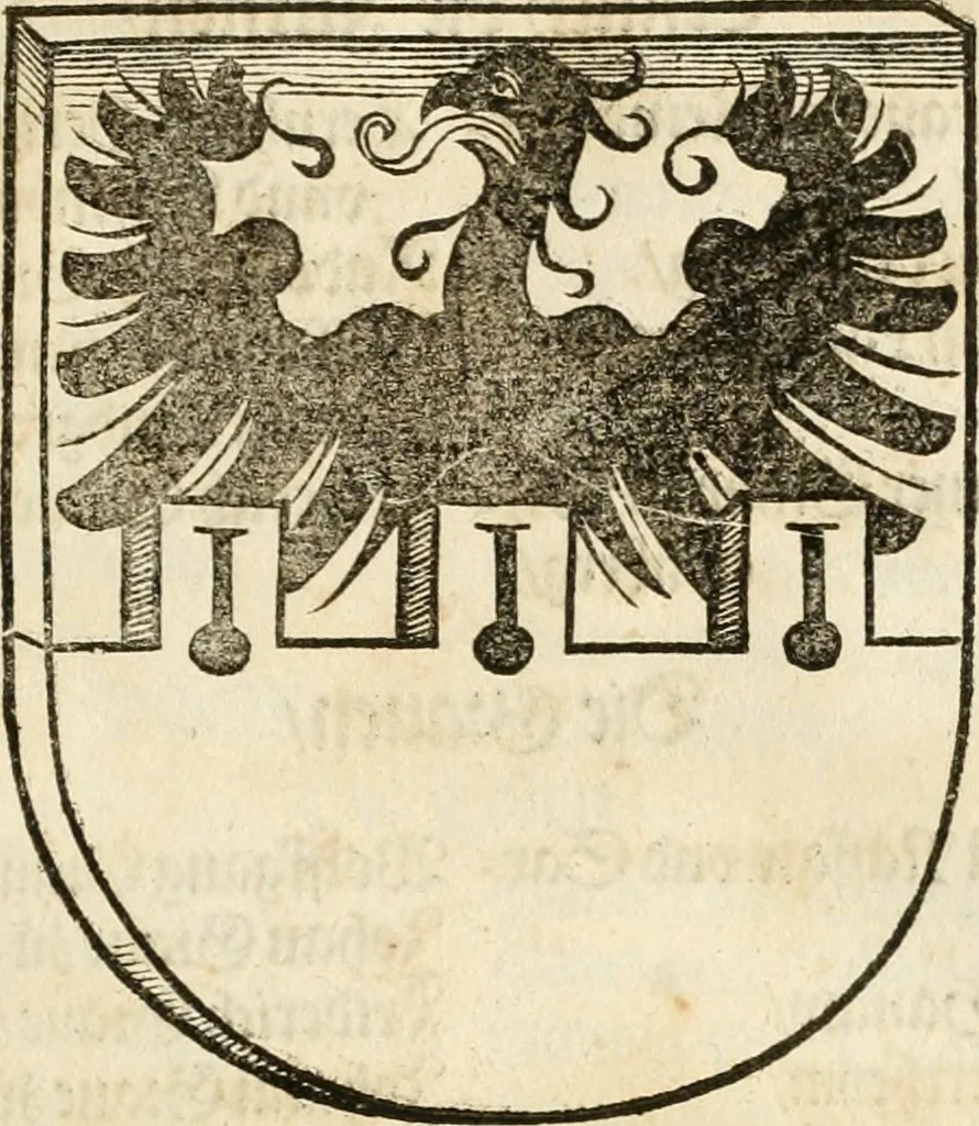 An illustration from Anfang, Vrsprug und Herkomen des Thurniers inn Teutscher Nation : wieuil Thurnier biss vff den letztenn zu Wormbs : auch wie vnnd an welchen Orten die gehalten vñ durch was Fürsten, Grauen, Herrn, Ritter vñ vom Adel, sie iederzeit besucht worden sindt .., 1532, leaf 252