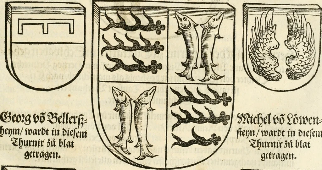 An illustration from Anfang, Vrsprug und Herkomen des Thurniers inn Teutscher Nation : wieuil Thurnier biss vff den letztenn zu Wormbs : auch wie vnnd an welchen Orten die gehalten vñ durch was Fürsten, Grauen, Herrn, Ritter vñ vom Adel, sie iederzeit besucht worden sindt .., 1532, leaf 308