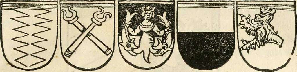 An illustration from Anfang, Vrsprug und Herkomen des Thurniers inn Teutscher Nation : wieuil Thurnier biss vff den letztenn zu Wormbs : auch wie vnnd an welchen Orten die gehalten vñ durch was Fürsten, Grauen, Herrn, Ritter vñ vom Adel, sie iederzeit besucht worden sindt .., 1532, leaf 324