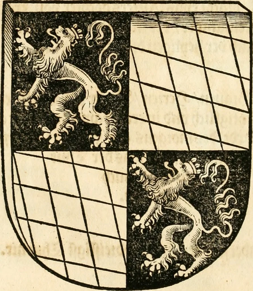 An illustration from Anfang, Vrsprug und Herkomen des Thurniers inn Teutscher Nation : wieuil Thurnier biss vff den letztenn zu Wormbs : auch wie vnnd an welchen Orten die gehalten vñ durch was Fürsten, Grauen, Herrn, Ritter vñ vom Adel, sie iederzeit besucht worden sindt .., 1532, leaf 387