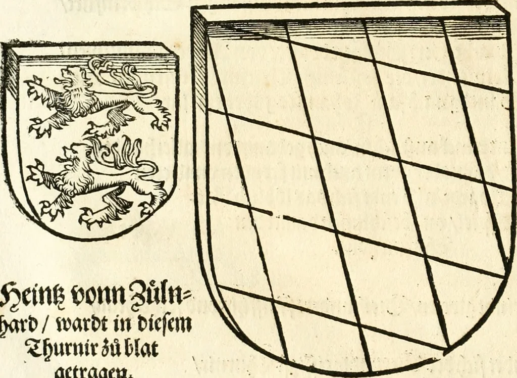 An illustration from Anfang, Vrsprug und Herkomen des Thurniers inn Teutscher Nation : wieuil Thurnier biss vff den letztenn zu Wormbs : auch wie vnnd an welchen Orten die gehalten vñ durch was Fürsten, Grauen, Herrn, Ritter vñ vom Adel, sie iederzeit besucht worden sindt .., 1532, leaf 421
