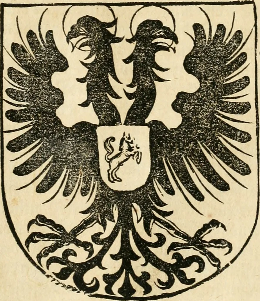 An illustration from Anfang, Vrsprug und Herkomen des Thurniers inn Teutscher Nation : wieuil Thurnier biss vff den letztenn zu Wormbs : auch wie vnnd an welchen Orten die gehalten vñ durch was Fürsten, Grauen, Herrn, Ritter vñ vom Adel, sie iederzeit besucht worden sindt .., 1532, leaf 56