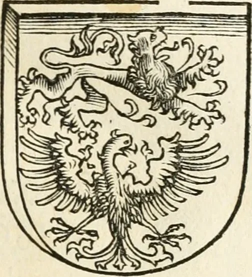 An illustration from Anfang, Vrsprug und Herkomen des Thurniers inn Teutscher Nation : wieuil Thurnier biss vff den letztenn zu Wormbs : auch wie vnnd an welchen Orten die gehalten vñ durch was Fürsten, Grauen, Herrn, Ritter vñ vom Adel, sie iederzeit besucht worden sindt .., 1532, leaf 78