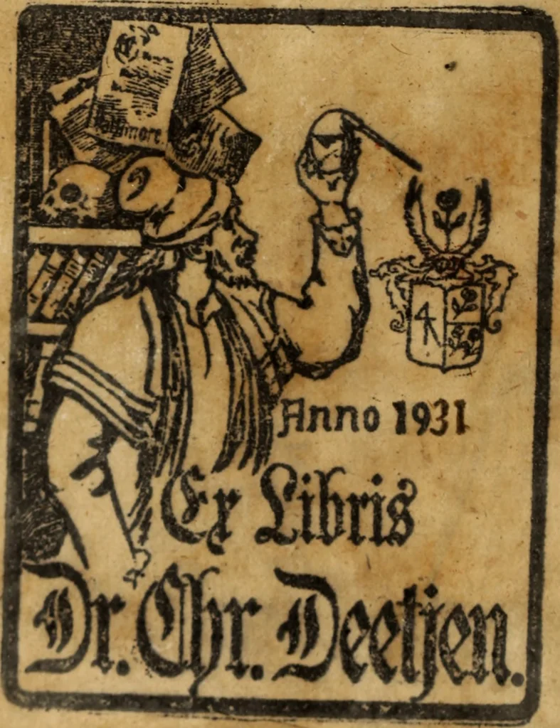 An illustration from Angeli Aretini De maleficiis tractatus : de inquirendis animaduertendisq[ue] criminibus, opus nedum vtile, sed necessarium omnibus, maxime ijs, qui ad prouincias regendas constituti sunt ; cui tractatus Alberti de Gandino, nec non Bonifacii de Vitellinis, vnà cum apostillis Augustini de Arimino, & Hieronymi Chuchalon, veluti apendices subiecimus ... cum eiusdem Angeli vita, 1573, leaf 1