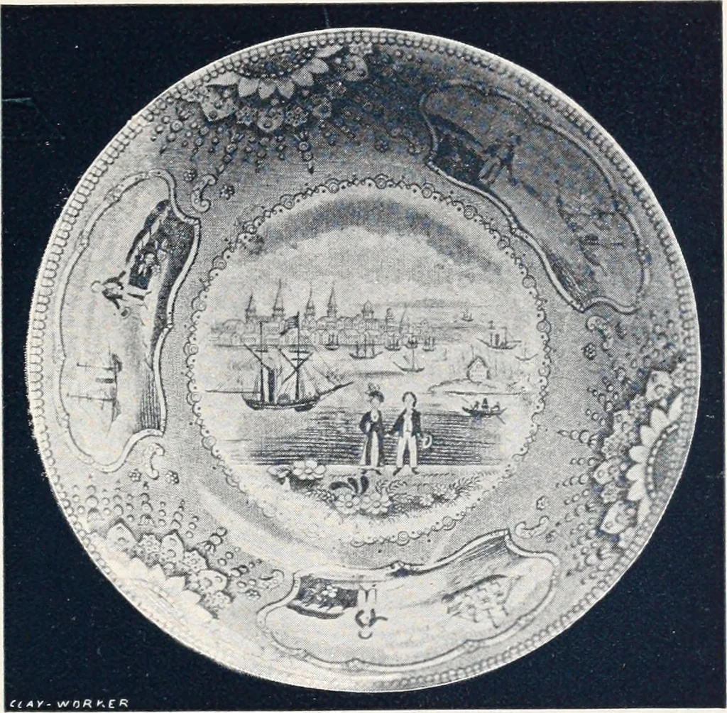 An illustration from Anglo-American pottery; old English china with American views; a manual for collectors, 1901, leaf 98