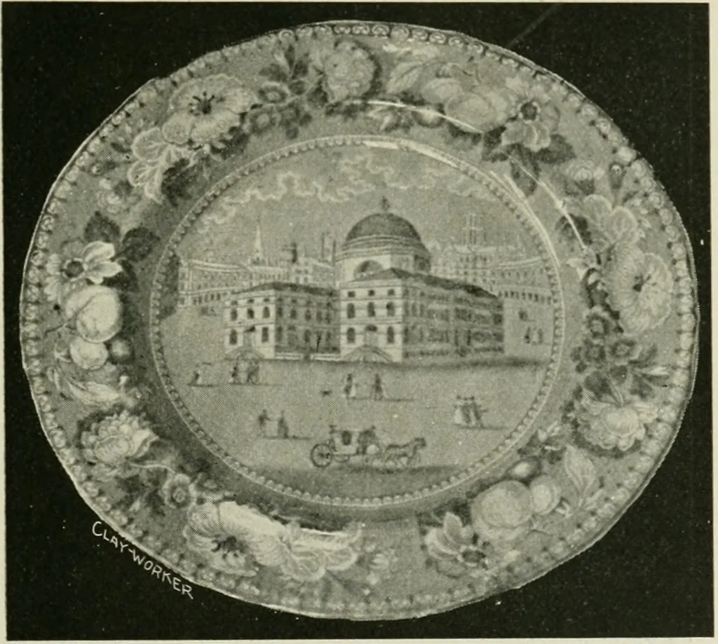 An illustration from Anglo-American pottery; old English china with American views, a manual for collectors, 1899, leaf 114