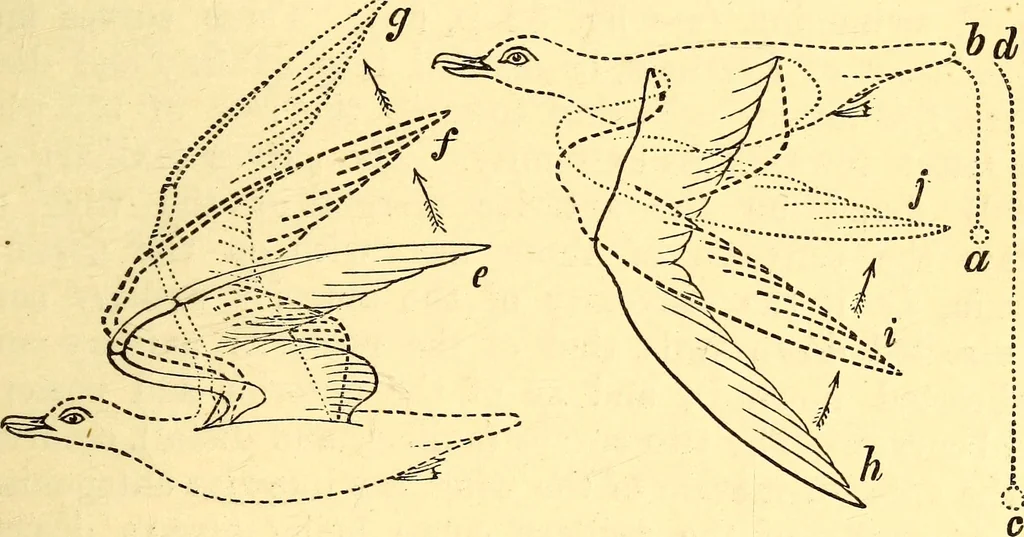 An illustration from Animal locomotion, or Walking, swimming, and flying, with a dissertation on aëronautics, 1874, leaf 170