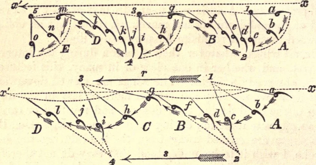 An illustration from Animal locomotion, or Walking, swimming, and flying, with a dissertation on aëronautics, 1874, leaf 185