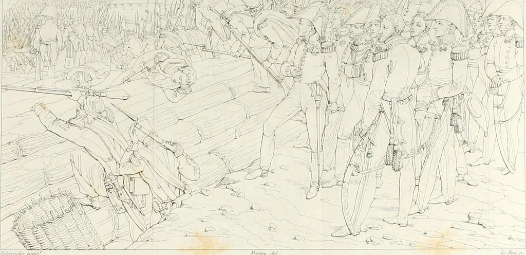 An illustration from Annales de l'école française des beaux-arts : recueil de gravures au trait ... avec des notices historiques et critiques, des considérations sur l'état et les progrès des arts, la biographie des artistes dont la France déplore chaque année la perte, etc., etc., 1827, leaf 118