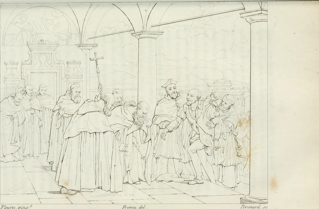 An illustration from Annales de l'école française des beaux-arts : recueil de gravures au trait ... avec des notices historiques et critiques, des considérations sur l'état et les progrès des arts, la biographie des artistes dont la France déplore chaque année la perte, etc., etc., 1827, leaf 148