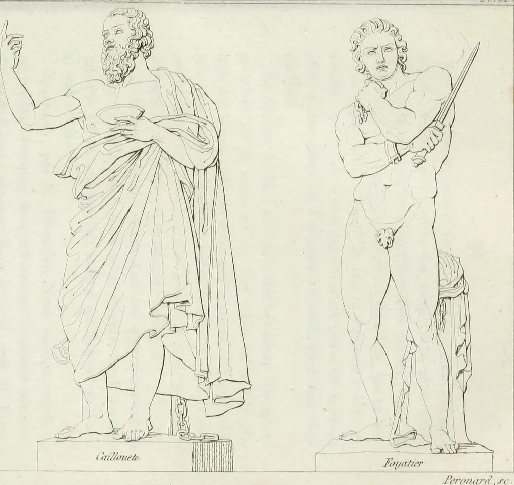 An illustration from Annales de l'école française des beaux-arts : recueil de gravures au trait ... avec des notices historiques et critiques, des considérations sur l'état et les progrès des arts, la biographie des artistes dont la France déplore chaque année la perte, etc., etc., 1827, leaf 168