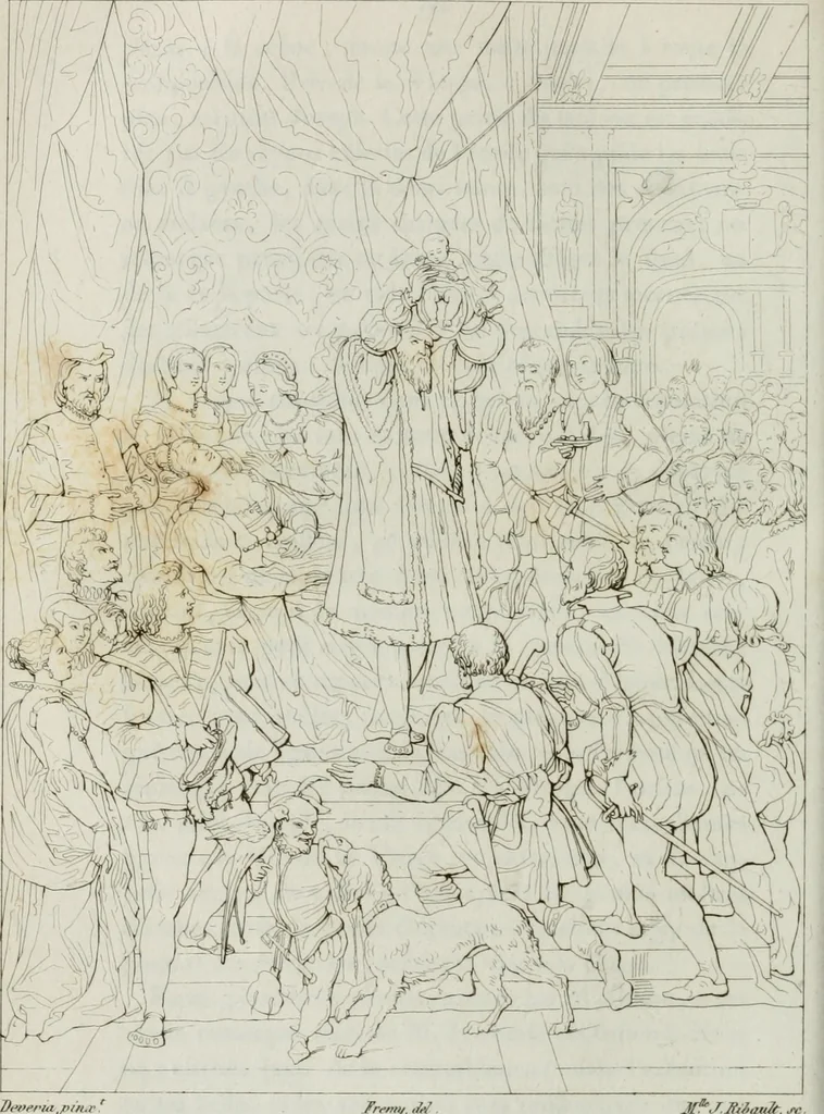An illustration from Annales de l'école française des beaux-arts : recueil de gravures au trait ... avec des notices historiques et critiques, des considérations sur l'état et les progrès des arts, la biographie des artistes dont la France déplore chaque année la perte, etc., etc., 1827, leaf 177