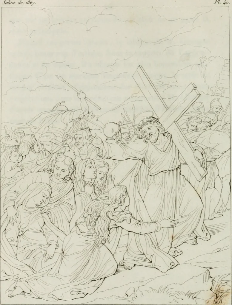 An illustration from Annales de l'école française des beaux-arts : recueil de gravures au trait ... avec des notices historiques et critiques, des considérations sur l'état et les progrès des arts, la biographie des artistes dont la France déplore chaque année la perte, etc., etc., 1827, leaf 185