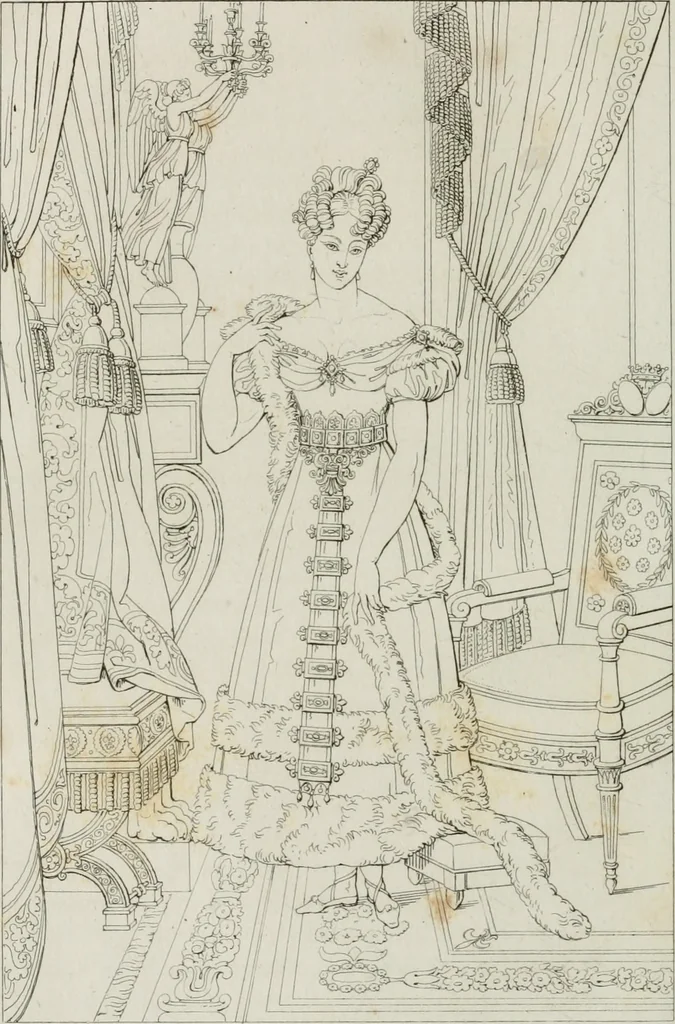 An illustration from Annales de l'école française des beaux-arts : recueil de gravures au trait ... avec des notices historiques et critiques, des considérations sur l'état et les progrès des arts, la biographie des artistes dont la France déplore chaque année la perte, etc., etc., 1827, leaf 195