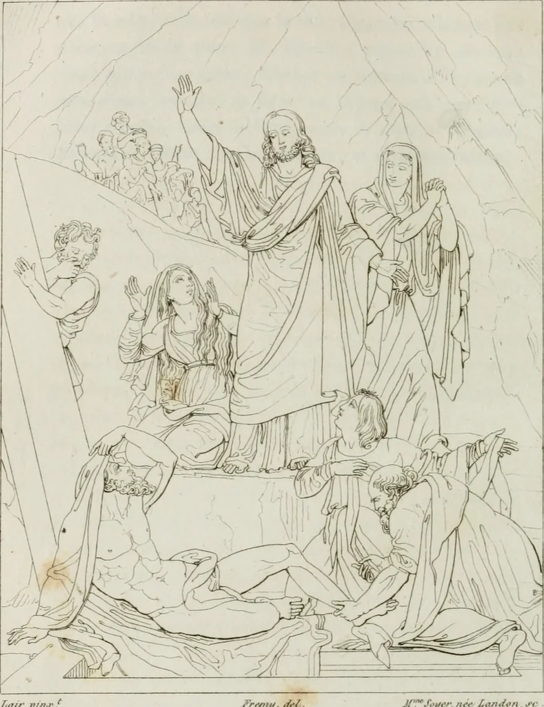 An illustration from Annales de l'école française des beaux-arts : recueil de gravures au trait ... avec des notices historiques et critiques, des considérations sur l'état et les progrès des arts, la biographie des artistes dont la France déplore chaque année la perte, etc., etc., 1827, leaf 209