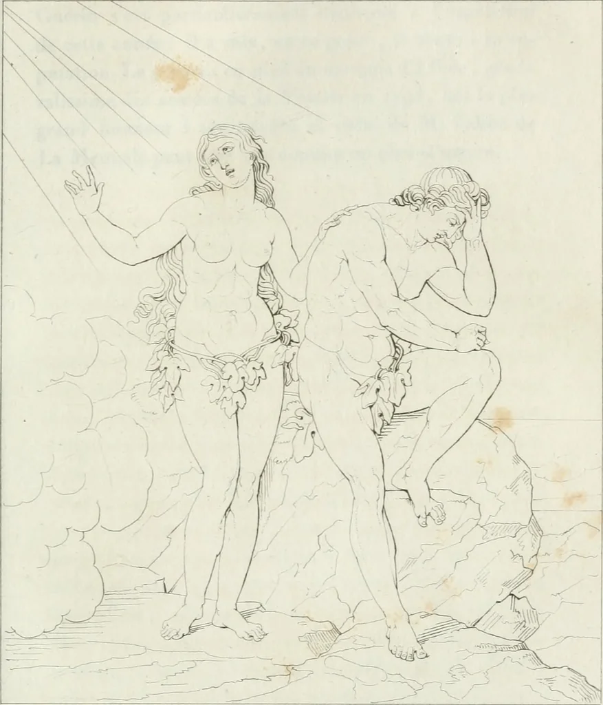 An illustration from Annales de l'école française des beaux-arts : recueil de gravures au trait ... avec des notices historiques et critiques, des considérations sur l'état et les progrès des arts, la biographie des artistes dont la France déplore chaque année la perte, etc., etc., 1827, leaf 230
