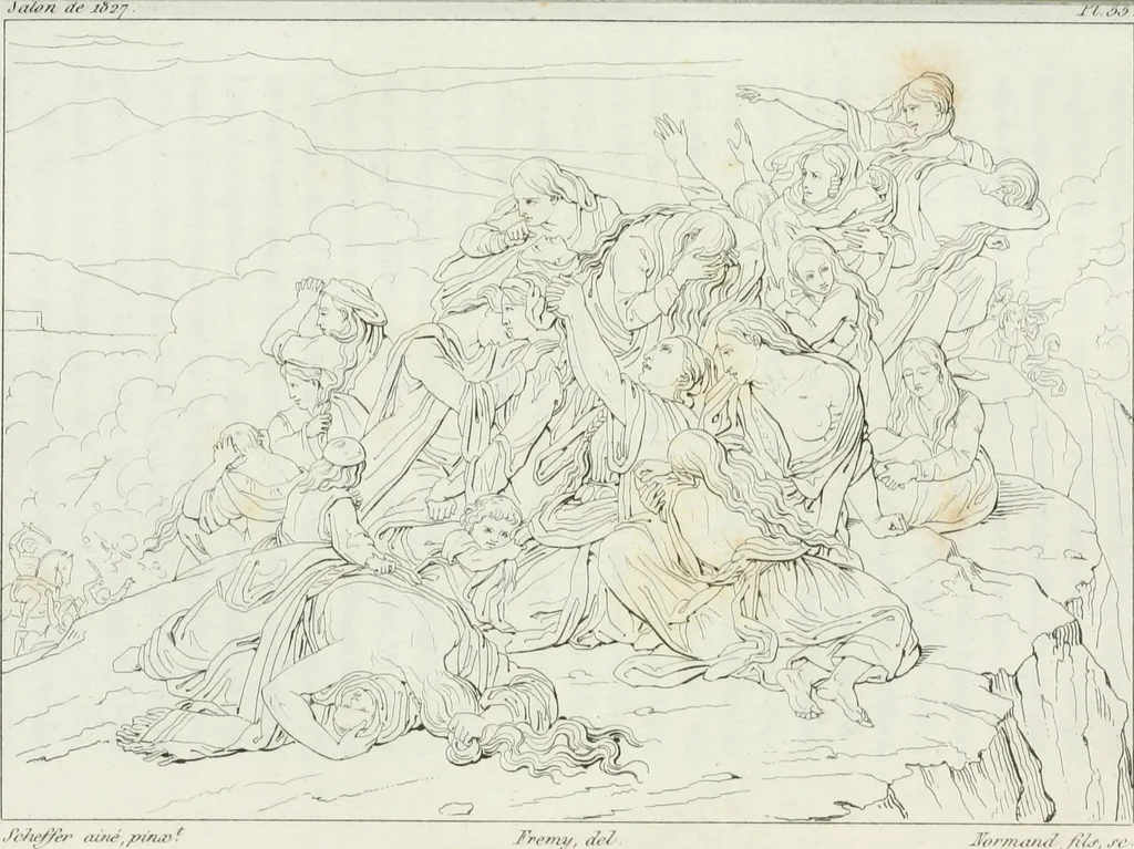 An illustration from Annales de l'école française des beaux-arts : recueil de gravures au trait ... avec des notices historiques et critiques, des considérations sur l'état et les progrès des arts, la biographie des artistes dont la France déplore chaque année la perte, etc., etc., 1827, leaf 246