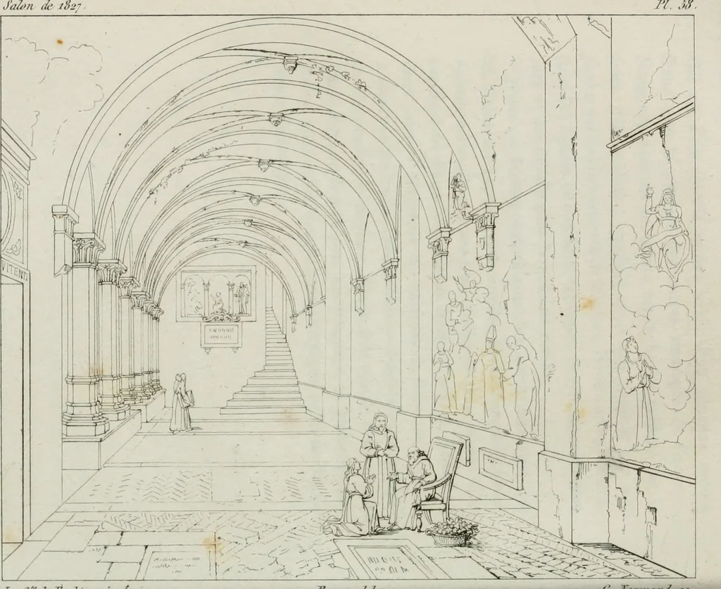An illustration from Annales de l'école française des beaux-arts : recueil de gravures au trait ... avec des notices historiques et critiques, des considérations sur l'état et les progrès des arts, la biographie des artistes dont la France déplore chaque année la perte, etc., etc., 1827, leaf 259