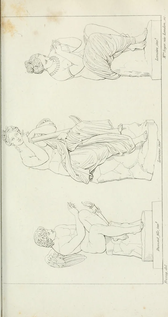 An illustration from Annales de l'école française des beaux-arts : recueil de gravures au trait ... avec des notices historiques et critiques, des considérations sur l'état et les progrès des arts, la biographie des artistes dont la France déplore chaque année la perte, etc., etc., 1827, leaf 266