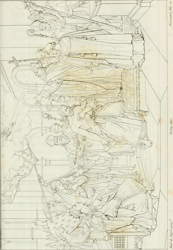 An illustration from Annales de l'école française des beaux-arts : recueil de gravures au trait ... avec des notices historiques et critiques, des considérations sur l'état et les progrès des arts, la biographie des artistes dont la France déplore chaque année la perte, etc., etc., 1827, leaf 28