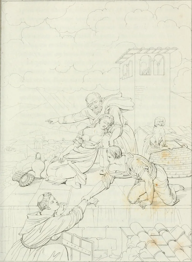 An illustration from Annales de l'école française des beaux-arts : recueil de gravures au trait ... avec des notices historiques et critiques, des considérations sur l'état et les progrès des arts, la biographie des artistes dont la France déplore chaque année la perte, etc., etc., 1827, leaf 302
