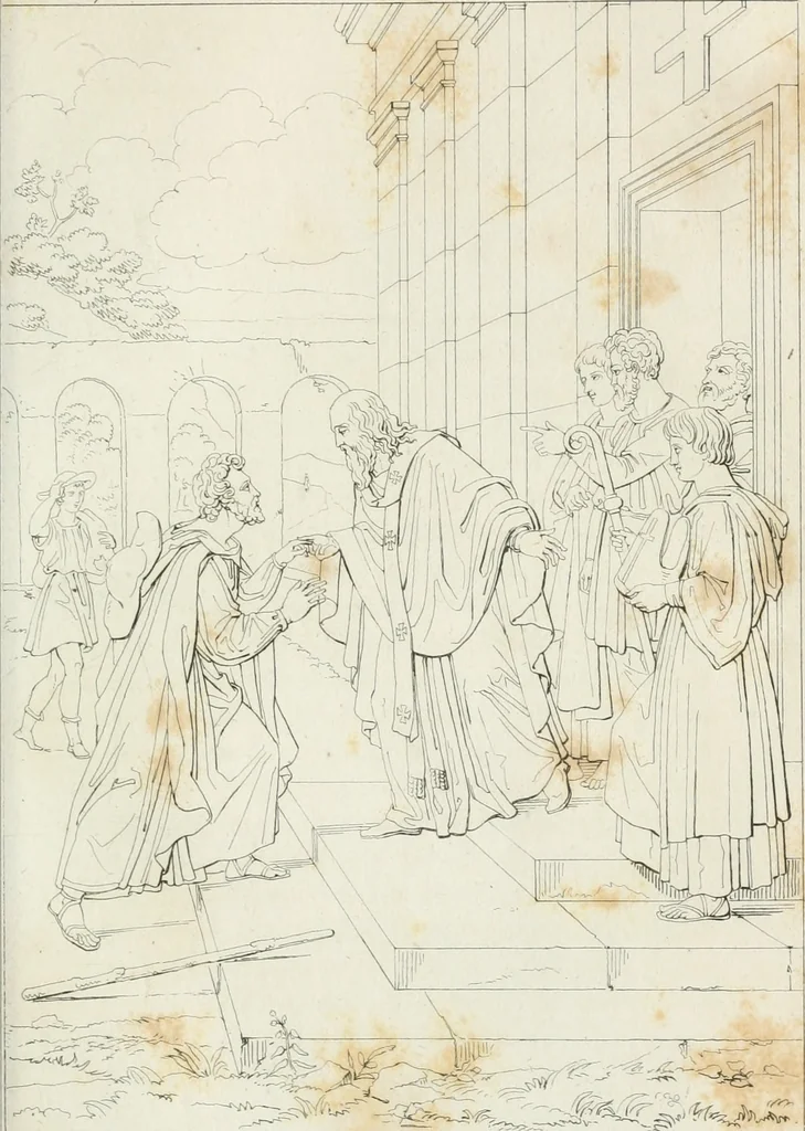 An illustration from Annales de l'école française des beaux-arts : recueil de gravures au trait ... avec des notices historiques et critiques, des considérations sur l'état et les progrès des arts, la biographie des artistes dont la France déplore chaque année la perte, etc., etc., 1827, leaf 310