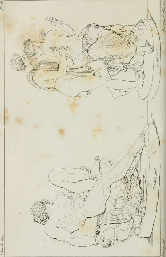 An illustration from Annales de l'école française des beaux-arts : recueil de gravures au trait ... avec des notices historiques et critiques, des considérations sur l'état et les progrès des arts, la biographie des artistes dont la France déplore chaque année la perte, etc., etc., 1827, leaf 313