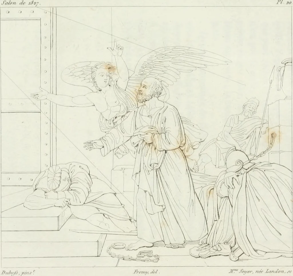 An illustration from Annales de l'école française des beaux-arts : recueil de gravures au trait ... avec des notices historiques et critiques, des considérations sur l'état et les progrès des arts, la biographie des artistes dont la France déplore chaque année la perte, etc., etc., 1827, leaf 96