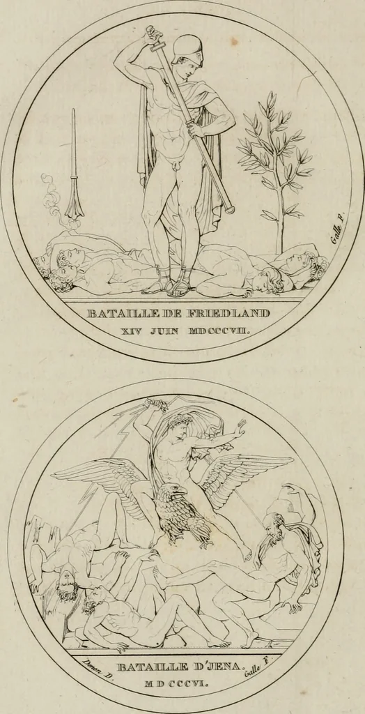 An illustration from Annales du musée et de l'école moderne des beaux-arts : recueil de gravures au trait, d'après les principaux ouvrages de peinture, sculpture, ou projets d'architecture, qui, chaque année, ont remporté le prix, soit aux écoles spéciales, soit aux concours nationaux : les productions des artistes en tous genres, qui, aux différentes expositions, ont été citées avec éloges : les morceaux les plus estimés ou inédits de la galerie de peinture : la suite complète de celle des antiques : édifices anciens et modernes, etc., 1800, leaf 147
