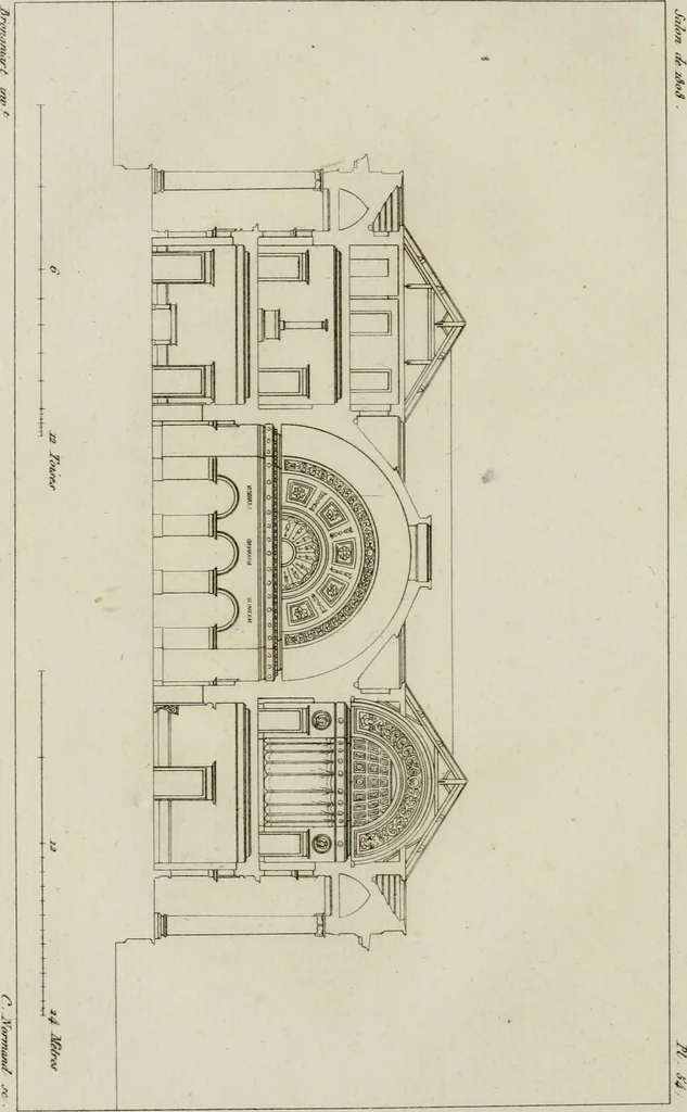 An illustration from Annales du musée et de l'école moderne des beaux-arts : recueil de gravures au trait, d'après les principaux ouvrages de peinture, sculpture, ou projets d'architecture, qui, chaque année, ont remporté le prix, soit aux écoles spéciales, soit aux concours nationaux : les productions des artistes en tous genres, qui, aux différentes expositions, ont été citées avec éloges : les morceaux les plus estimés ou inédits de la galerie de peinture : la suite complète de celle des antiques : édifices anciens et modernes, etc., 1800, leaf 161