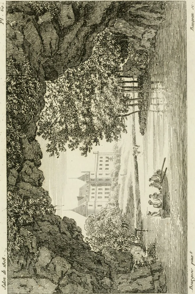 An illustration from Annales du musée et de l'école moderne des beaux-arts : recueil de gravures au trait, d'après les principaux ouvrages de peinture, sculpture, ou projets d'architecture, qui, chaque année, ont remporté le prix, soit aux écoles spéciales, soit aux concours nationaux : les productions des artistes en tous genres, qui, aux différentes expositions, ont été citées avec éloges : les morceaux les plus estimés ou inédits de la galerie de peinture : la suite complète de celle des antiques : édifices anciens et modernes, etc., 1800, leaf 180