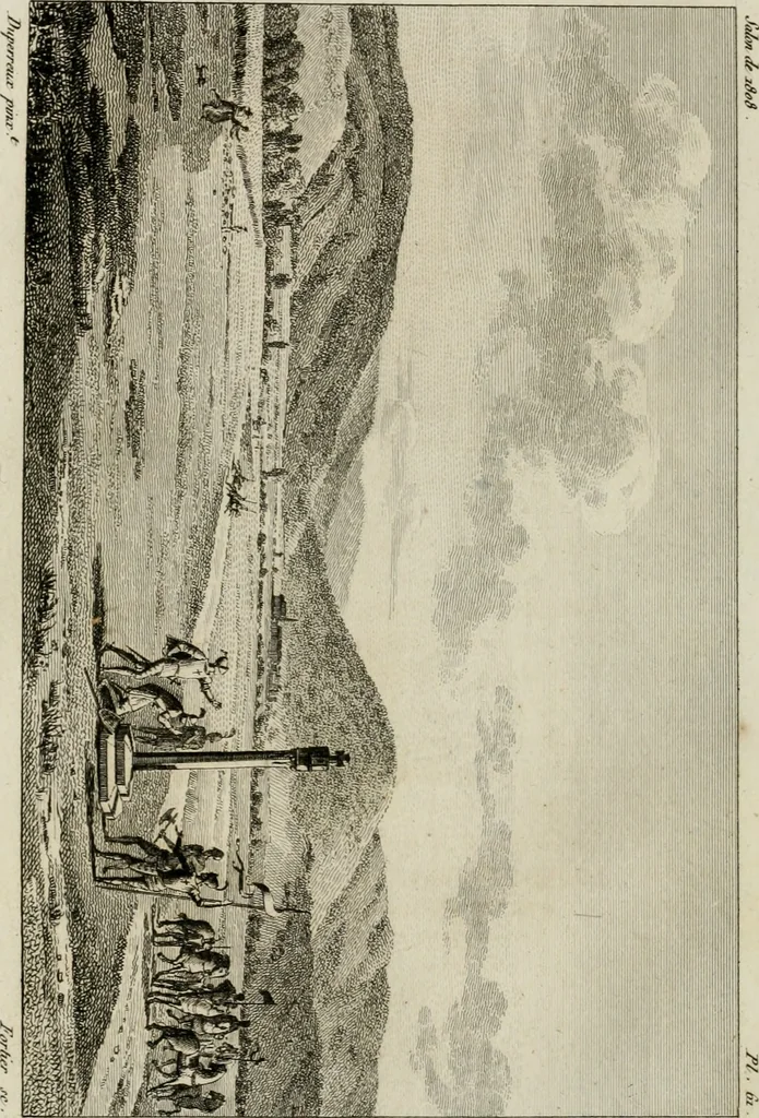 An illustration from Annales du musée et de l'école moderne des beaux-arts : recueil de gravures au trait, d'après les principaux ouvrages de peinture, sculpture, ou projets d'architecture, qui, chaque année, ont remporté le prix, soit aux écoles spéciales, soit aux concours nationaux : les productions des artistes en tous genres, qui, aux différentes expositions, ont été citées avec éloges : les morceaux les plus estimés ou inédits de la galerie de peinture : la suite complète de celle des antiques : édifices anciens et modernes, etc., 1800, leaf 183