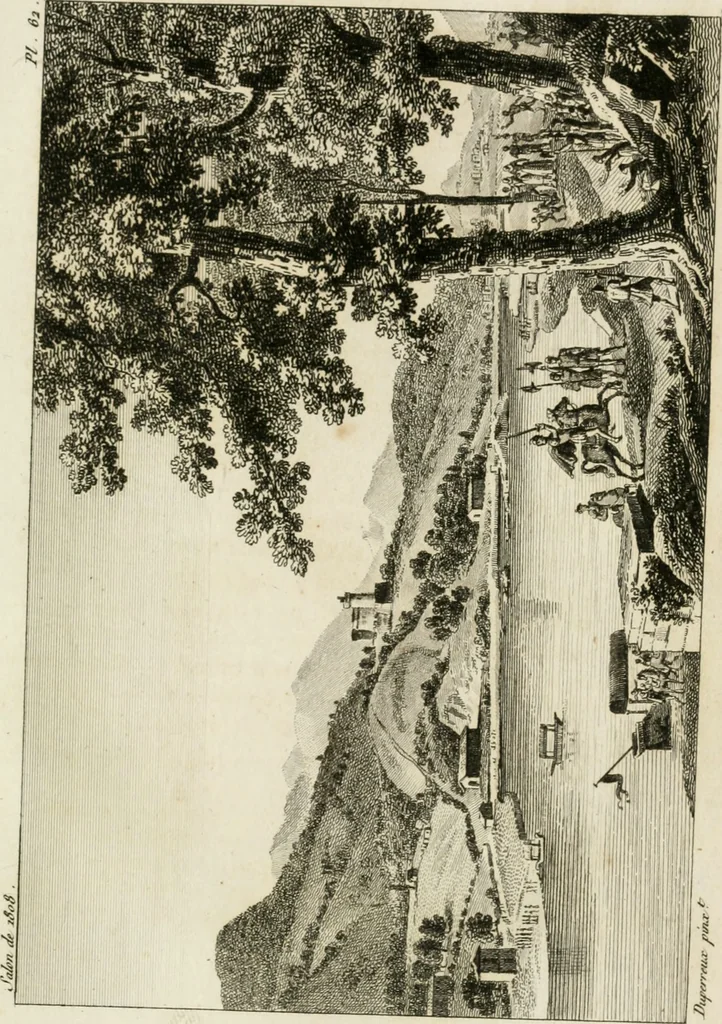 An illustration from Annales du musée et de l'école moderne des beaux-arts : recueil de gravures au trait, d'après les principaux ouvrages de peinture, sculpture, ou projets d'architecture, qui, chaque année, ont remporté le prix, soit aux écoles spéciales, soit aux concours nationaux : les productions des artistes en tous genres, qui, aux différentes expositions, ont été citées avec éloges : les morceaux les plus estimés ou inédits de la galerie de peinture : la suite complète de celle des antiques : édifices anciens et modernes, etc., 1800, leaf 186