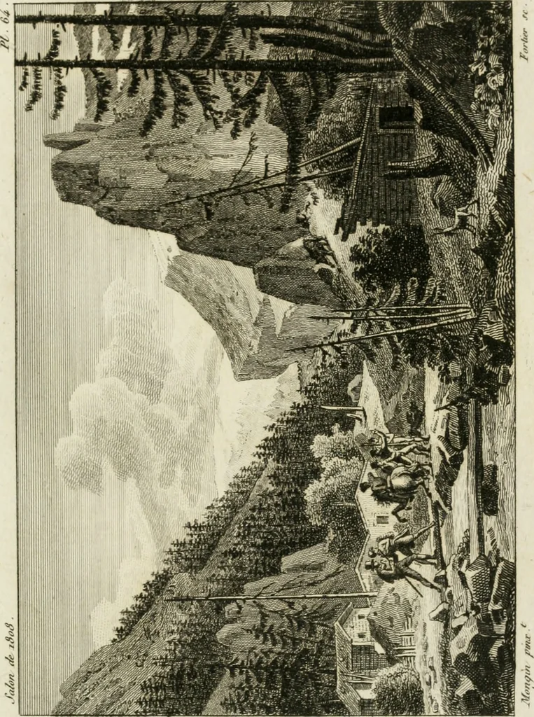 An illustration from Annales du musée et de l'école moderne des beaux-arts : recueil de gravures au trait, d'après les principaux ouvrages de peinture, sculpture, ou projets d'architecture, qui, chaque année, ont remporté le prix, soit aux écoles spéciales, soit aux concours nationaux : les productions des artistes en tous genres, qui, aux différentes expositions, ont été citées avec éloges : les morceaux les plus estimés ou inédits de la galerie de peinture : la suite complète de celle des antiques : édifices anciens et modernes, etc., 1800, leaf 192