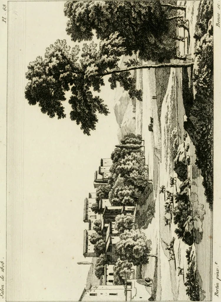 An illustration from Annales du musée et de l'école moderne des beaux-arts : recueil de gravures au trait, d'après les principaux ouvrages de peinture, sculpture, ou projets d'architecture, qui, chaque année, ont remporté le prix, soit aux écoles spéciales, soit aux concours nationaux : les productions des artistes en tous genres, qui, aux différentes expositions, ont été citées avec éloges : les morceaux les plus estimés ou inédits de la galerie de peinture : la suite complète de celle des antiques : édifices anciens et modernes, etc., 1800, leaf 204