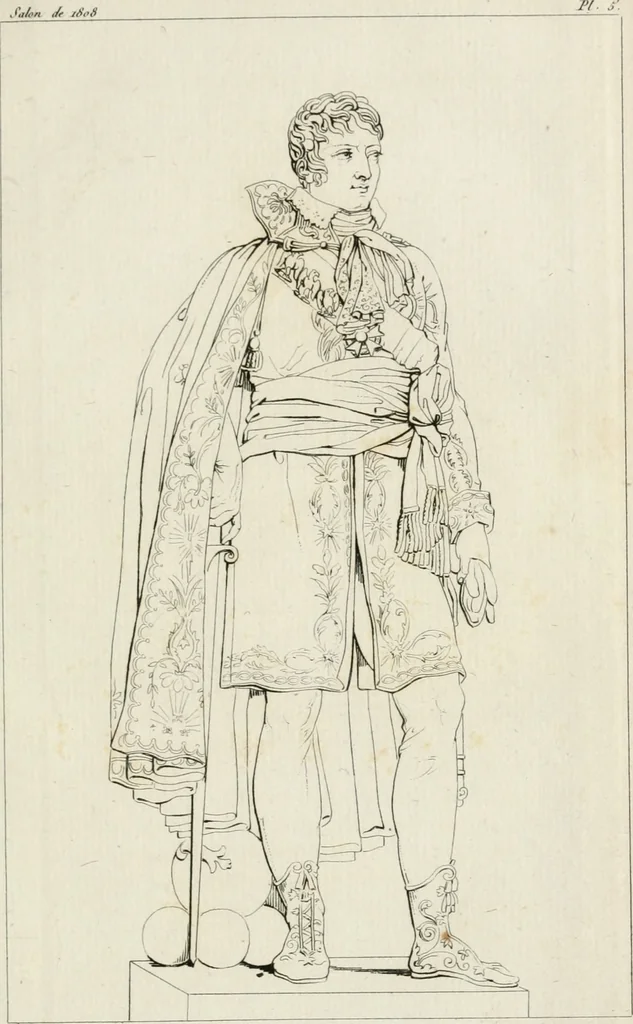 An illustration from Annales du musée et de l'école moderne des beaux-arts : recueil de gravures au trait, d'après les principaux ouvrages de peinture, sculpture, ou projets d'architecture, qui, chaque année, ont remporté le prix, soit aux écoles spéciales, soit aux concours nationaux : les productions des artistes en tous genres, qui, aux différentes expositions, ont été citées avec éloges : les morceaux les plus estimés ou inédits de la galerie de peinture : la suite complète de celle des antiques : édifices anciens et modernes, etc., 1800, leaf 24