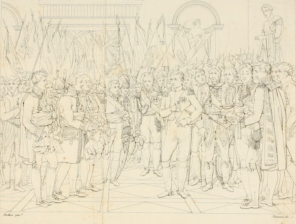 An illustration from Annales du musée et de l'école moderne des beaux-arts : recueil de gravures au trait, d'après les principaux ouvrages de peinture, sculpture, ou projets d'architecture, qui, chaque année, ont remporté le prix, soit aux écoles spéciales, soit aux concours nationaux : les productions des artistes en tous genres, qui, aux différentes expositions, ont été citées avec éloges : les morceaux les plus estimés ou inédits de la galerie de peinture : la suite complète de celle des antiques : édifices anciens et modernes, etc., 1800, leaf 48