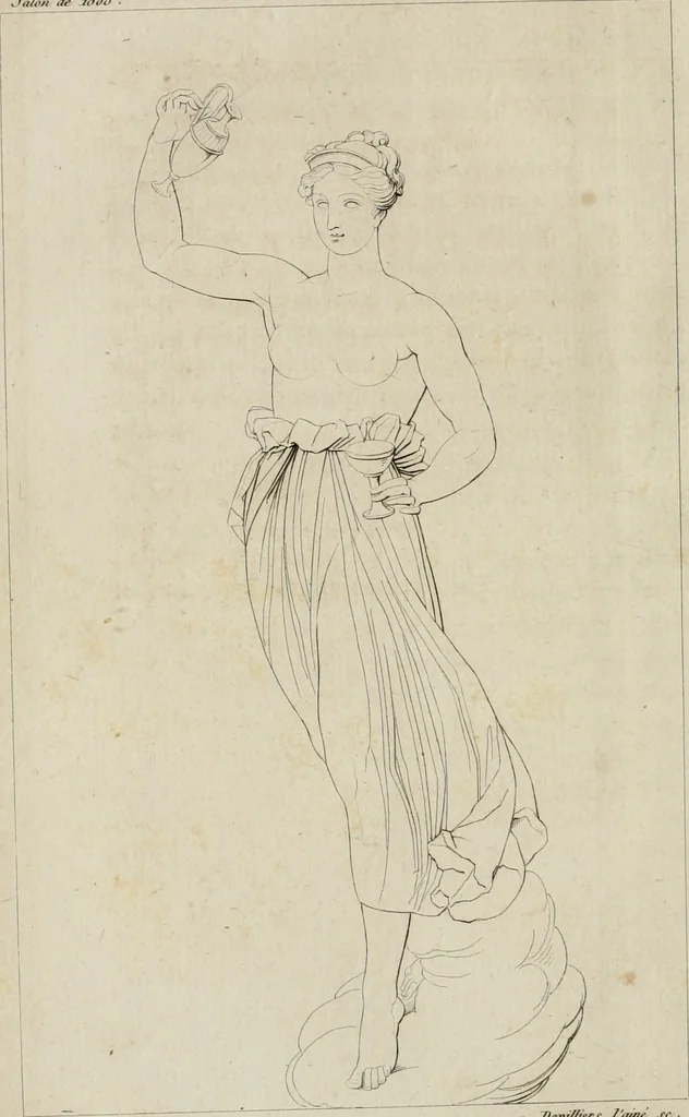 An illustration from Annales du musée et de l'école moderne des beaux-arts : recueil de gravures au trait, d'après les principaux ouvrages de peinture, sculpture, ou projets d'architecture, qui, chaque année, ont remporté le prix, soit aux écoles spéciales, soit aux concours nationaux : les productions des artistes en tous genres, qui, aux différentes expositions, ont été citées avec éloges : les morceaux les plus estimés ou inédits de la galerie de peinture : la suite complète de celle des antiques : édifices anciens et modernes, etc., 1800, leaf 79