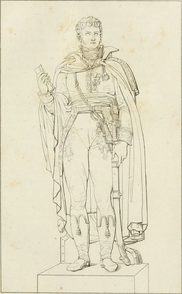An illustration from Annales du musée et de l'école moderne des beaux-arts : recueil de gravures au trait, d'après les principaux ouvrages de peinture, sculpture, ou projets d'architecture, qui, chaque année, ont remporté le prix, soit aux écoles spéciales, soit aux concours nationaux : les productions des artistes en tous genres, qui, aux différentes expositions, ont été citées avec éloges : les morceaux les plus estimés ou inédits de la galerie de peinture : la suite complète de celle des antiques : édifices anciens et modernes, etc., 1800, leaf 120