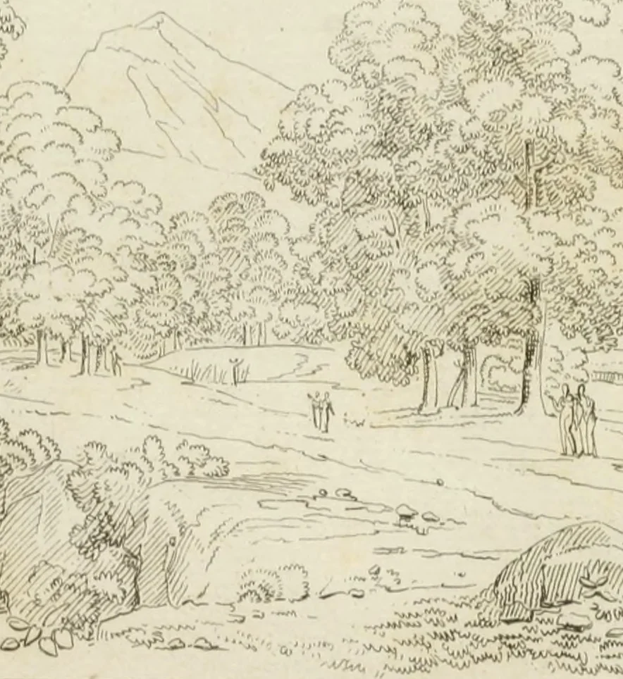 An illustration from Annales du musée et de l'école moderne des beaux-arts : recueil de gravures au trait, d'après les principaux ouvrages de peinture, sculpture, ou projets d'architecture, qui, chaque année, ont remporté le prix, soit aux écoles spéciales, soit aux concours nationaux : les productions des artistes en tous genres, qui, aux différentes expositions, ont été citées avec éloges : les morceaux les plus estimés ou inédits de la galerie de peinture : la suite complète de celle des antiques : édifices anciens et modernes, etc., 1800, leaf 142